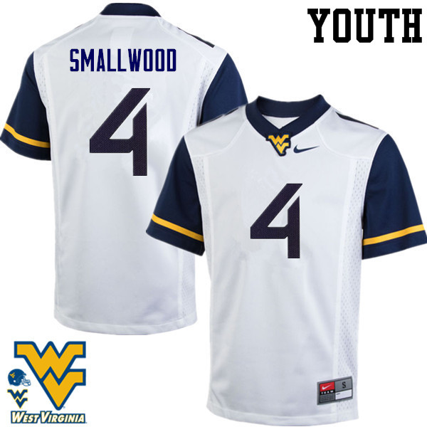 NCAA Youth Wendell Smallwood West Virginia Mountaineers White #4 Nike Stitched Football College Authentic Jersey UI23J66SB